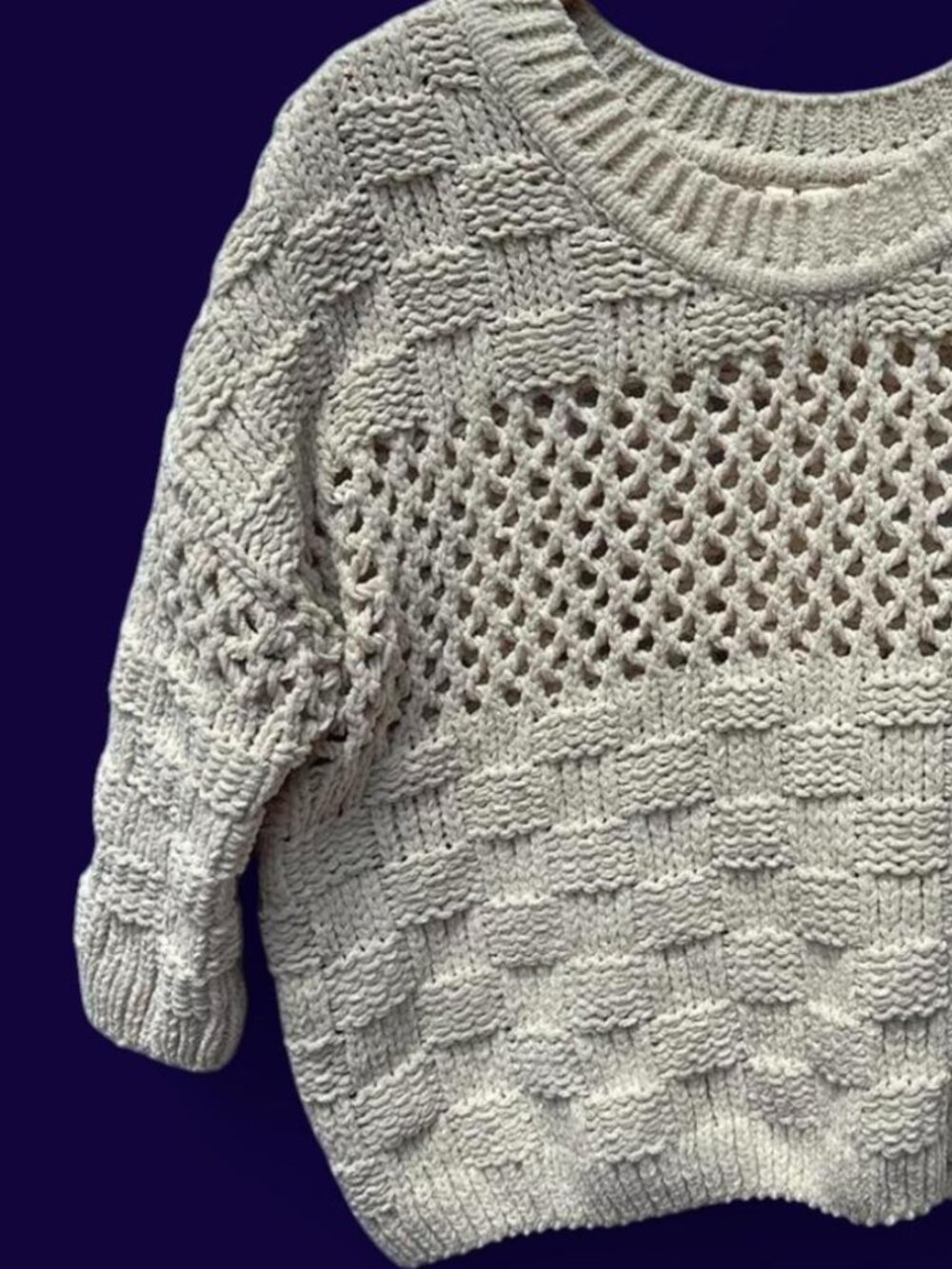 MOTH by Anthropologie Cream Open-Knit Boxy Sweater
